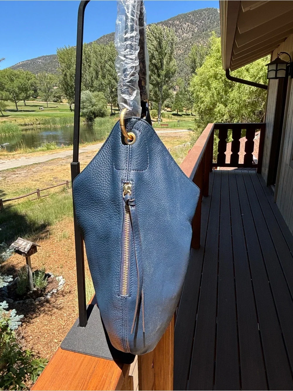 Silpada pebble Leather Hobo Shoulder Bag - Navy Blue